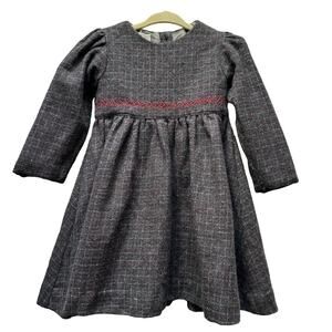 Strasburg Alpaca Wool Dress Holiday Pictures Charcoal Gray Red Girls 18 months